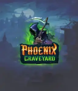 ELK Studios' Phoenix Graveyard game screen, showcasing the mystical graveyard and the legendary phoenix rising from the ashes. The visual highlights the slot's innovative expanding reels, enhanced by its gorgeous symbols and supernatural theme. It vividly depicts the game's legend of the phoenix's revival, attractive for those drawn to legends.