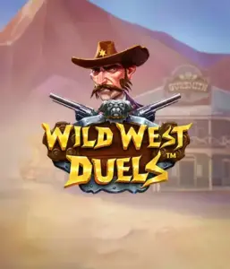  Step into the rugged world of "Wild West Duels" by Pragmatic Play, featuring a gritty gunslinger ready for a showdown. The image features a stern cowboy with crossed pistols, framed by a dusty Western town. His focused expression and authentic attire highlight the theme of the Old West. The game's title is clearly displayed in a rustic font, adding to the adventurous theme. 