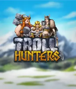 Immerse yourself in "Troll Hunters," where fierce Viking warriors prepare to take on their foes. The logo displays a pair of Vikings, male and female, armed and ready, overlooking a frosty mountainous backdrop. They emanate strength and courage, symbolizing the core of the game's adventurous theme.